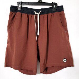 Vuori Mens Kore Shorts Size L Drawstring Lined Pockets Brick Red Performance Gym